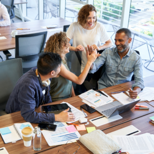 Group of employees happy at the office